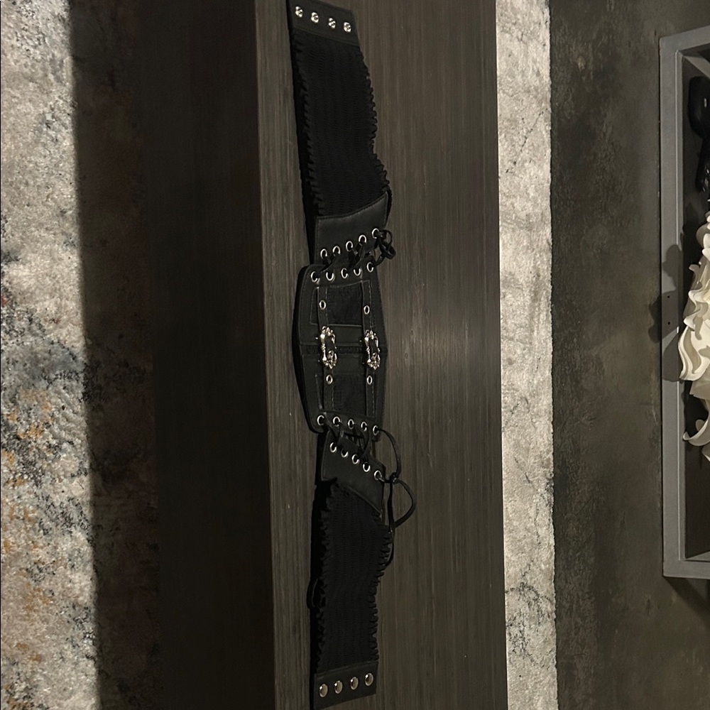 Black Corset Style Belt with Metal Grommets